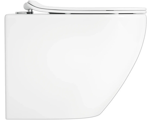 Vägghängd toalett med djup spoling och toalettlock