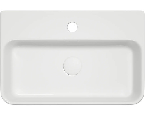 Övervy av ett rektangulärt tvättställ i keramik