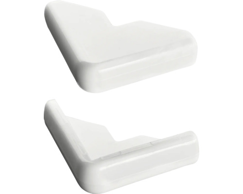 Två vita hörnskydd för skydd mot stötar