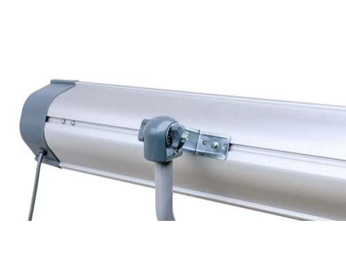 Detaljvy av markis med justeringsmekanism