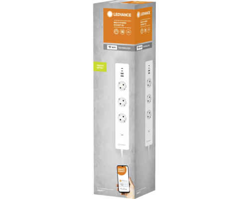 Förpackning för Ledvance grenuttag med tre uttag och USB-portar
