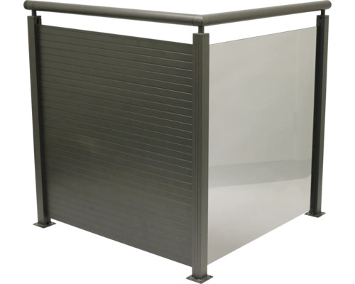 Staket av aluminium och glas för utomhusbruk