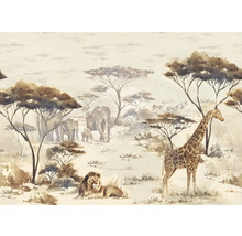 Safari tapet med elefanter, lejon och giraff