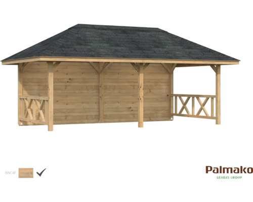 Paviljong PALMAKO Bianca 16,6m² 588x300cm brun doppgrundad