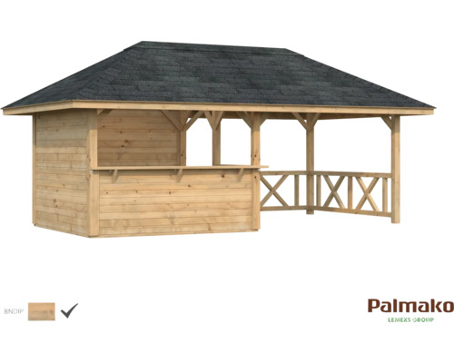 Paviljong PALMAKO Bianca 16,6m² 588x300cm brun doppgrundad