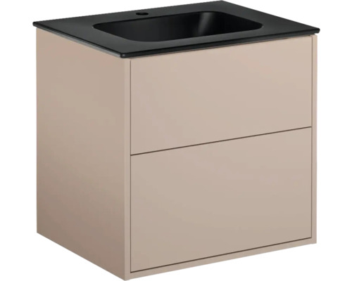 Tvättställsskåp inkl tvättställ GUSTAVSBERG Artic peach svart matt 60 cm 8914316 Tvättställsskåp med två lådor och svart handfat