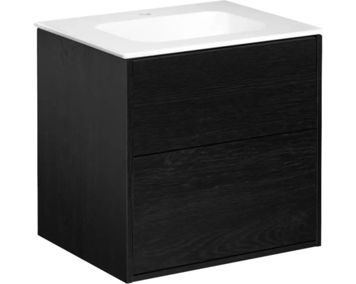 Tvättställsskåp inkl tvättställ GUSTAVSBERG Artic svart ask vit 60 cm 8914291 Tvättställsskåp med två lådor och tvättställ