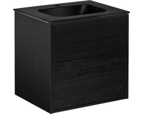 Tvättställsskåp inkl tvättställ GUSTAVSBERG Artic svart ask matt 60 cm 8914311 Tvättställsskåp med två lådor