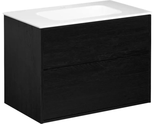 Tvättställsskåp inkl tvättställ GUSTAVSBERG Artic svart ask vit 80 cm 8914292 Tvättställsskåp med två lådor och tvättställsskål