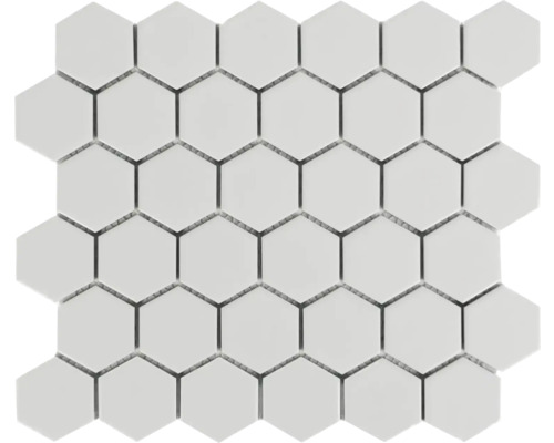 Mosaik keramik Hexagon HBW009 vit matt 32x27,9 cm
