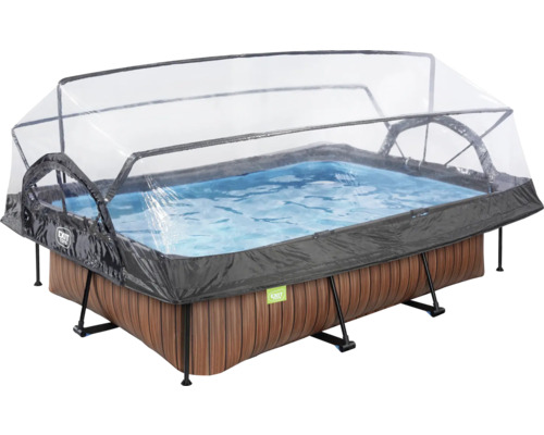 Rektangulär pool med poolskydd