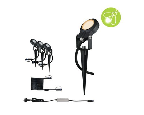 Markspjutstrålkastare set med lampa, kabel och kontakt