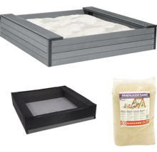 Sandlåda av plast med sand och lock