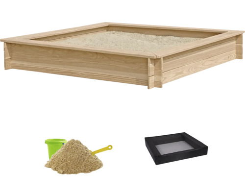 Sandlåda NORDIC PLAY lärkträ 25x150x150cm inkl. nät & 200kg sand Sandlåda NORDIC PLAY lärkträ 25x150x150cm inkl. nät & 200kg sand