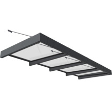 Skärmtak med glastak och metallram