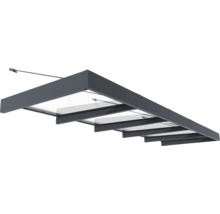 Tak med metallram och transparenta paneler