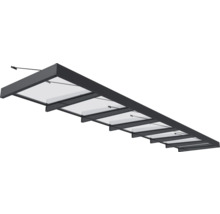 Skärmtak med aluminiumram och glasskivor