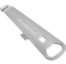 Färgblandningsverktyg av metall med AkzoNobel-logotyp