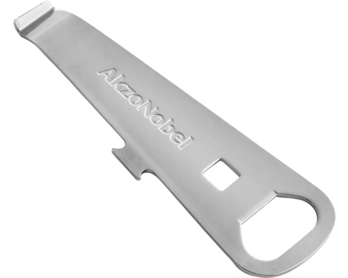 Färgblandningsverktyg av metall med AkzoNobel-logotyp