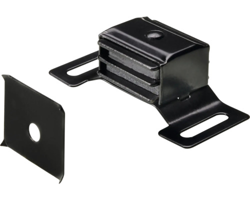 Magnetlås HETTICH 63x25,5x19,5mm svart/aluminium 2-pack Vibrationsdämpare med monteringsplatta för installationssystem