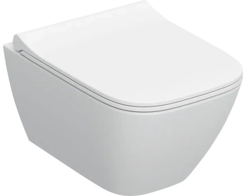 Toalettstol vägghängd GEBERIT smyle square vit matt WC-Skål rimfree med WC-sits 7821246