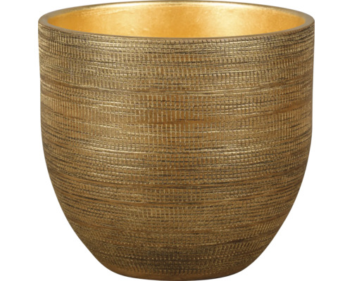 Blomkruka PASSION FOR POTTERY Le Havre stengods Ø29x26cm guld Dekorativ planteringsskål med texturmönster