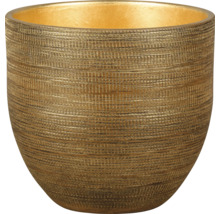 Guldfärgad blomkruka med textur