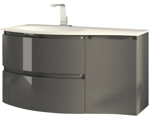 Tvättställsskåp med två lådor, en dörr och ett tvättställ