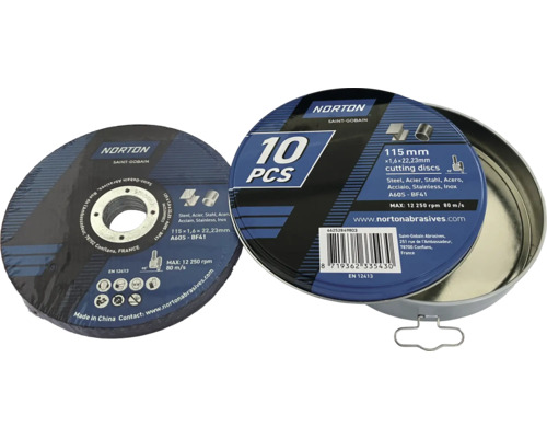 Norton Saint-Gobain kapskivor, 115 mm, 10 stycken, i metallhink