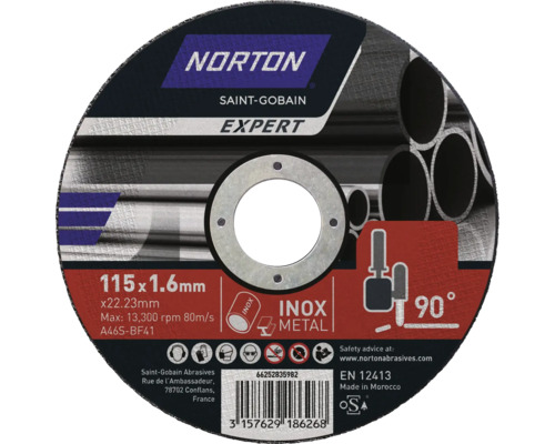 Norton kapskiva 115 x 1,6 millimeter för rostfritt stål och metall