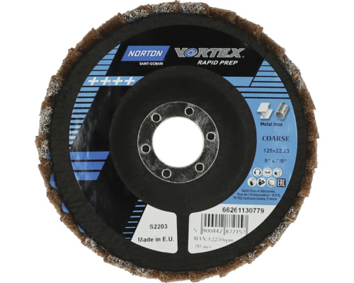 Norton Vortex Rapid Prep sliprondell, grov kornstorlek, diameter 125 millimeter