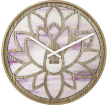Väggklocka med träram och abstrakt blomdesign