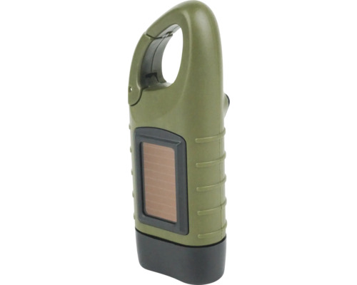 Soldriven handvev ficklampa med karbinhake