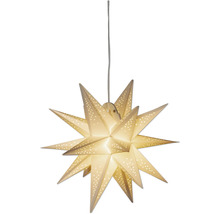 Stjärnformad dekorationslampa med pappersstruktur och belysning