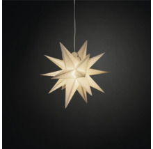 Stjärnformad papperslampa med upphängningssystem.