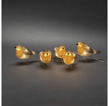 Dekorativ ljusslinga med fem rödhakefigurer för inomhusbruk