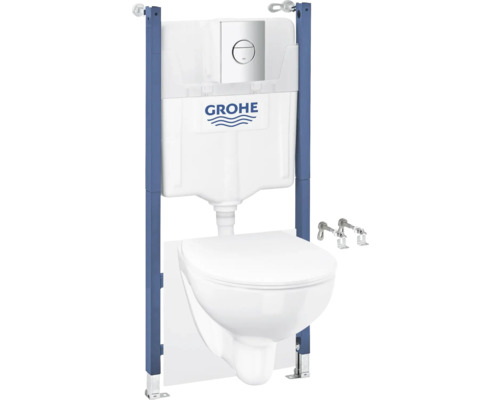 Vägghängd toalett WC-set GROHE Quickfix solido 5-in-1 vit blank oval 39901000