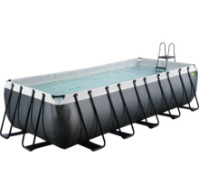 Rektangulär pool med stålram och stege