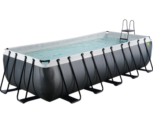 Rektangulär pool med stålram och stege