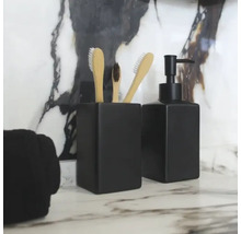 Tandborstmugg SPIRELLA quadro svart matt keramik 6,5x10,5 cm-thumb-2