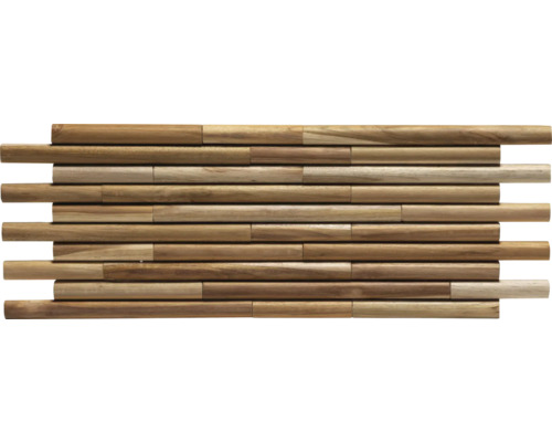 Väggtegel REBEL OF STYLES trä UltraWood teak round 50x20 cm Väggbeklädnad av träbitar