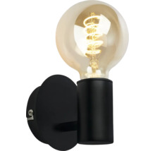 Svart vägglampa med dekorativ glödlampa