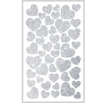 Klistermärkesark med glittrande hjärtmotiv
