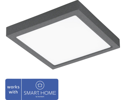 Utomhusplafond EGLO Argolis LED IP44 22W 2600lm 2700-6500K varmvit/dagsljusvit antracit/vit 300x300mm Fyrkantig taklampa med Smart Home-kompatibilitet
