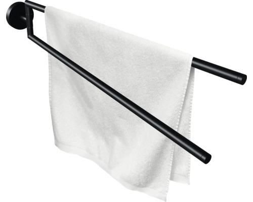 Handdukshållare med två armar och en handduk