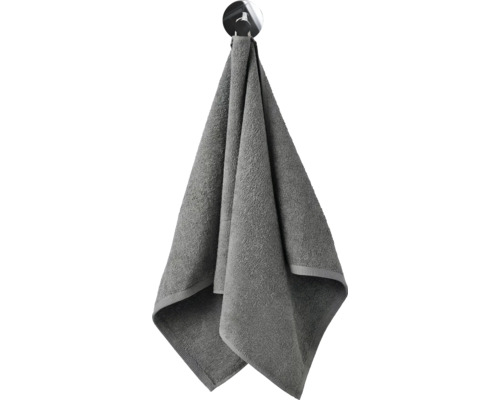 Grå gästhandduk i bomull på krok