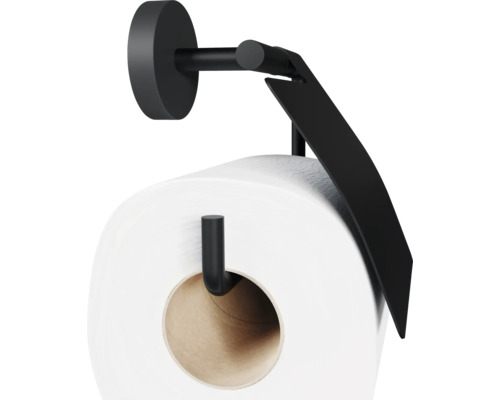 Toalettpappershållare i metall med toalettpappersrulle