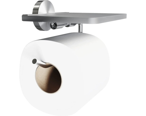 Toalettpappershållare med hylla av metall