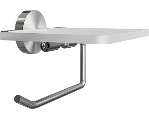 Toalettpappershållare med hylla för badrumstillbehör