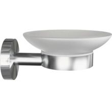 Vägghängd tvålkopp av metall och glas